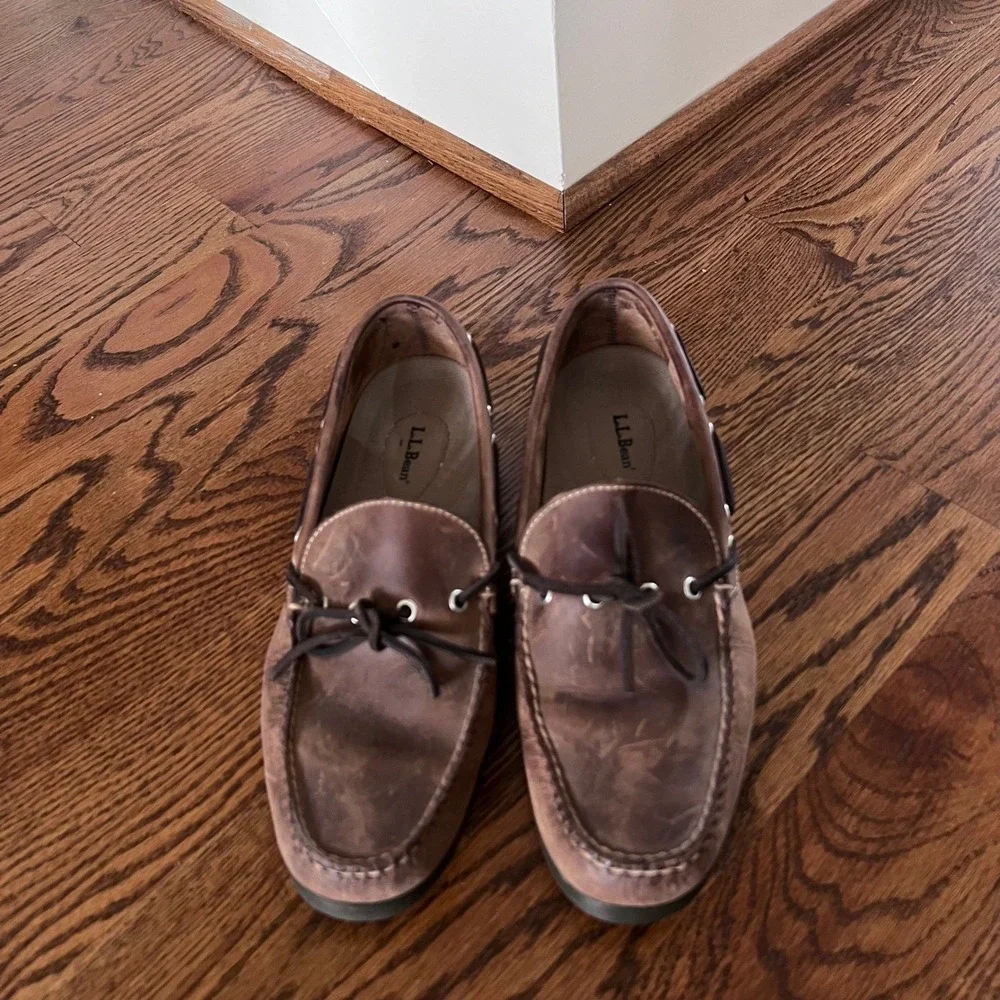Vintage L.L Bean‎ Men Boat Shoes Handsewn Moccasins Full Grain Leather Size 10 D